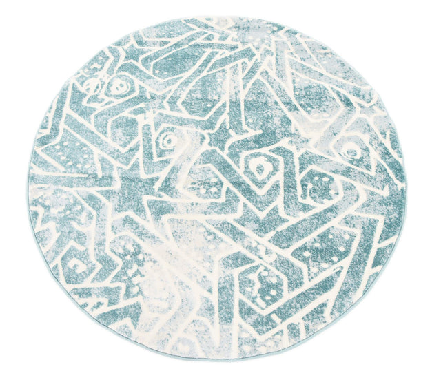 Blue 4' x 4' New Classical Round Area Rug 70% Polypropylene & 30% Polyester Traditional Vintage Distressed Carpet for Interior Design Home Decor for Sale at Rug Engine