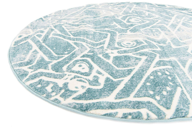 Blue 4' x 4' New Classical Round Area Rug 70% Polypropylene & 30% Polyester Traditional Vintage Distressed Carpet for Interior Design Home Decor for Sale at Rug Engine