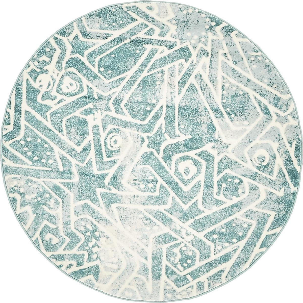 Blue 4' x 4' New Classical Round Area Rug 70% Polypropylene & 30% Poly ...