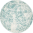 Blue 4' x 4' New Classical Round Area Rug 70% Polypropylene & 30% Polyester Traditional Vintage Distressed Carpet for Interior Design Home Decor for Sale at Rug Engine