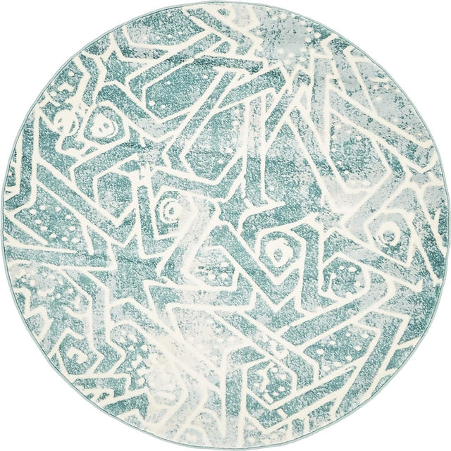 Blue 4' x 4' New Classical Round Area Rug 70% Polypropylene & 30% Polyester Traditional Vintage Distressed Carpet for Interior Design Home Decor for Sale at Rug Engine