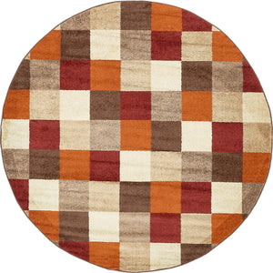 Multicolor 8' x 8' Autumn Round Area Rug 100% Polypropylene Durable Jute Backing Living Dining Room Bedroom Office Modern Decor Carpet for Sale at Rug Engine