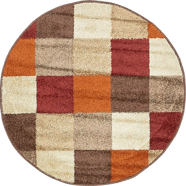 Multicolor 3' 3 x 3' 3 Autumn Round Area Rug 100% Polypropylene Durable Jute Backing Living Dining Room Bedroom Office Modern Decor Carpet for Sale at Rug Engine