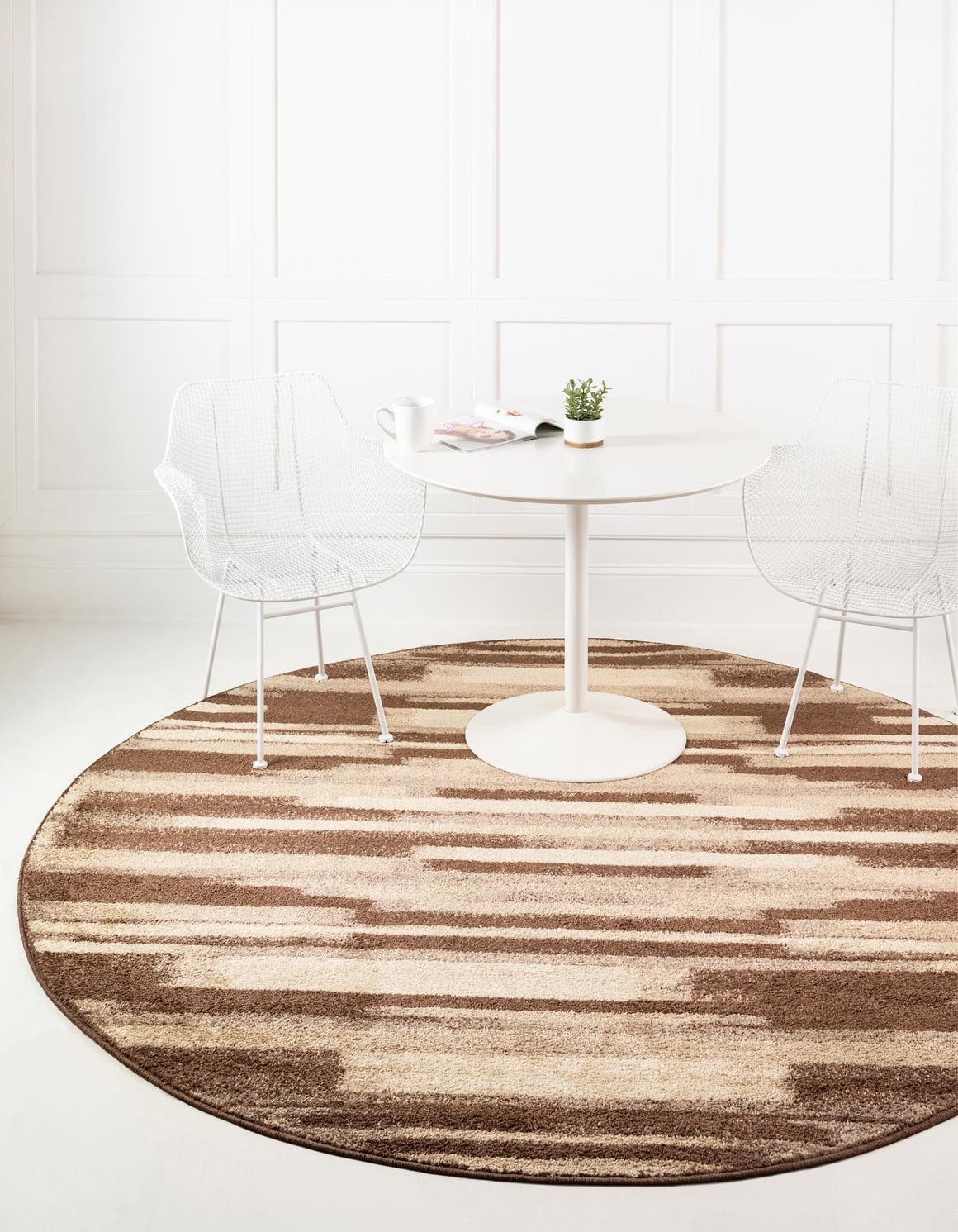 Brown 3' 1 x 3' 1 Autumn Round Area Rug 100% Polypropylene Durable Jute Backing Living Dining Room Bedroom Office Modern Decor Carpet for Sale at Rug Engine