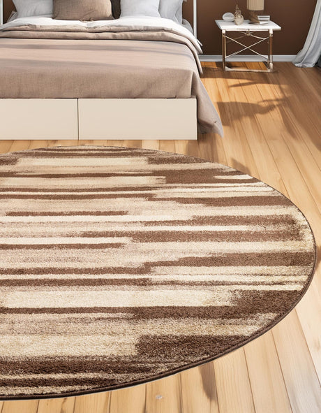 Brown 3' 1 x 3' 1 Autumn Round Area Rug 100% Polypropylene Durable Jute Backing Living Dining Room Bedroom Office Modern Decor Carpet for Sale at Rug Engine