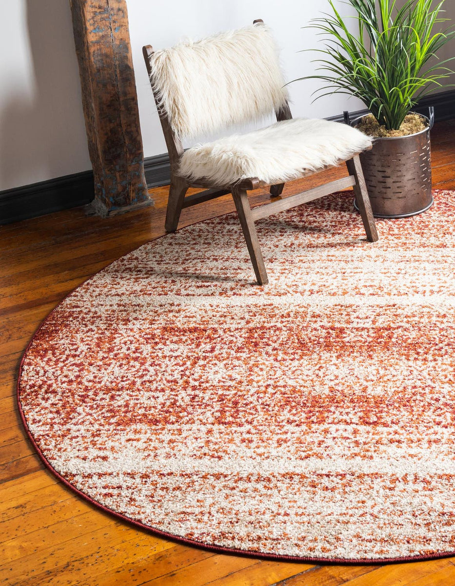 Terracotta 7' 10 x 7' 10 Autumn Round Area Rug 100% Polypropylene Dura ...