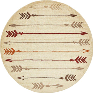 Beige 7' 10 x 7' 10 Autumn Round Area Rug 100% Polypropylene Durable Jute Backing Living Dining Room Bedroom Office Modern Decor Carpet for Sale at Rug Engine
