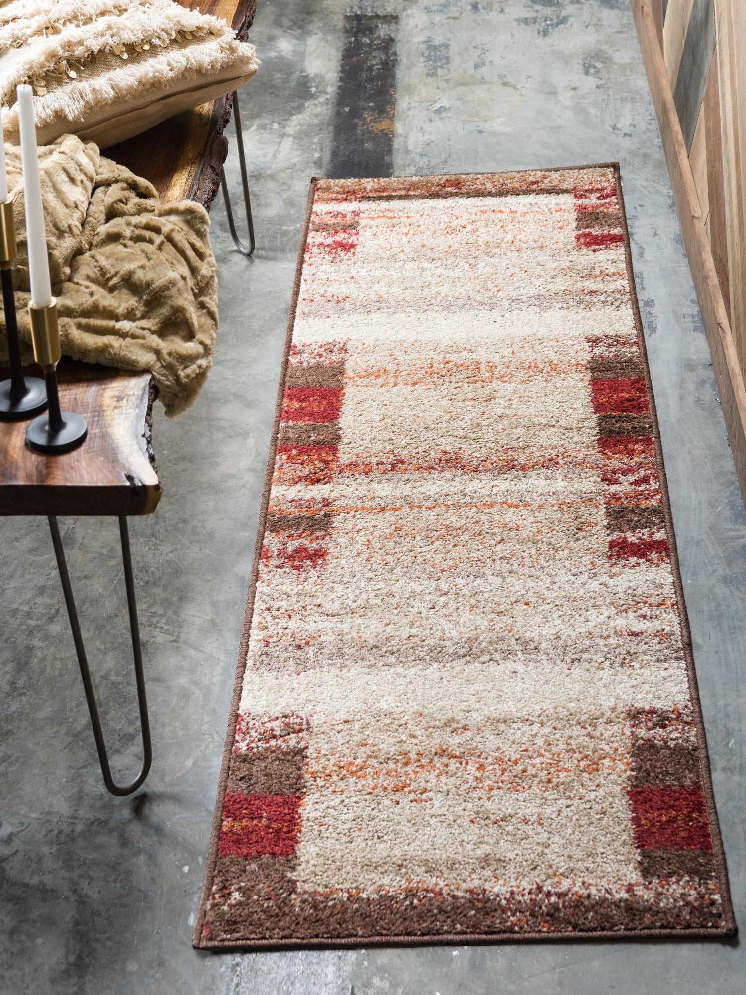 Beige 2' x 6' 1 Autumn Runner Area Rug 100% Polypropylene Durable Jute Backing Living Dining Room Bedroom Office Modern Decor Carpet for Sale at Rug Engine