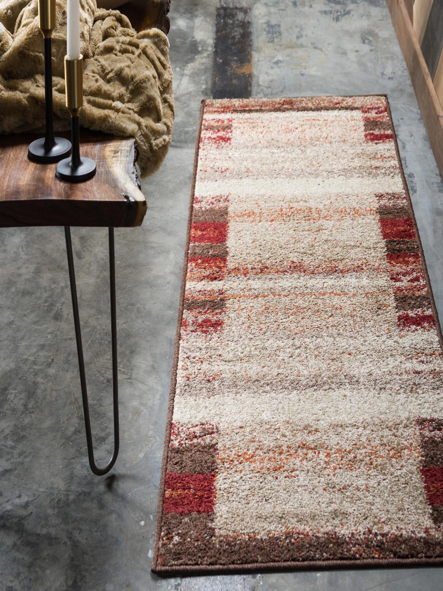 Beige 2' x 6' 1 Autumn Runner Area Rug 100% Polypropylene Durable Jute Backing Living Dining Room Bedroom Office Modern Decor Carpet for Sale at Rug Engine