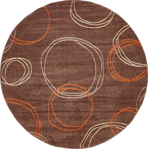 Brown 8' x 8' Autumn Round Area Rug 100% Polypropylene Durable Jute Backing Living Dining Room Bedroom Office Modern Decor Carpet for Sale at Rug Engine