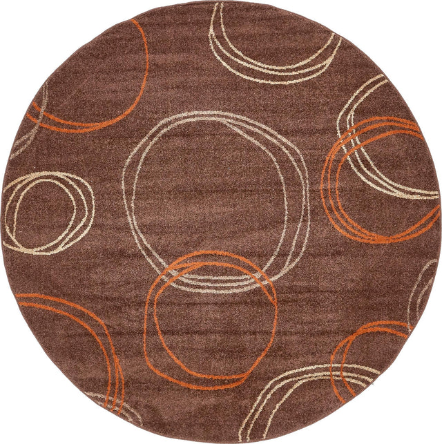Brown 8' x 8' Autumn Round Area Rug 100% Polypropylene Durable Jute Backing Living Dining Room Bedroom Office Modern Decor Carpet for Sale at Rug Engine