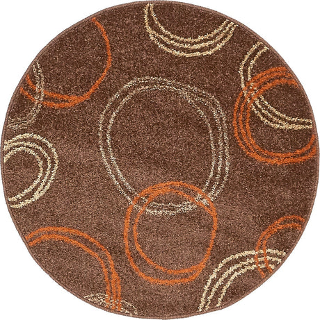 Brown 3' 3 x 3' 3 Autumn Round Area Rug 100% Polypropylene Durable Jute Backing Living Dining Room Bedroom Office Modern Decor Carpet for Sale at Rug Engine