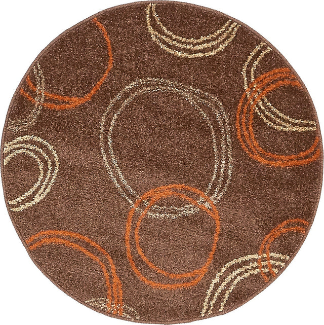 Brown 3' 3 x 3' 3 Autumn Round Area Rug 100% Polypropylene Durable Jute Backing Living Dining Room Bedroom Office Modern Decor Carpet for Sale at Rug Engine