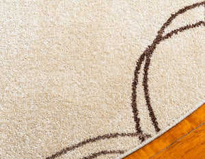 Beige 8' x 8' Autumn Round Area Rug 100% Polypropylene Durable Jute Backing Living Dining Room Bedroom Office Modern Decor Carpet for Sale at Rug Engine