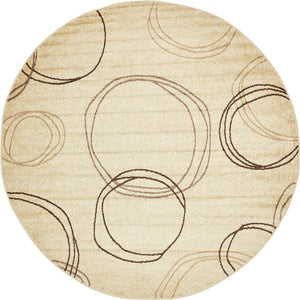 Beige 8' x 8' Autumn Round Area Rug 100% Polypropylene Durable Jute Backing Living Dining Room Bedroom Office Modern Decor Carpet for Sale at Rug Engine