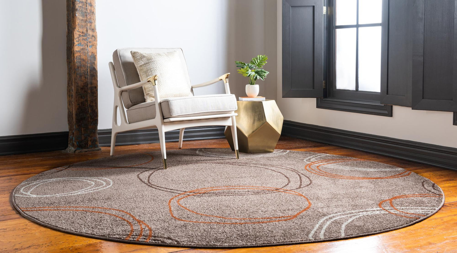 Light Brown 3' 3 x 3' 3 Autumn Round Area Rug 100% Polypropylene Durable Jute Backing Living Dining Room Bedroom Office Modern Decor Carpet for Sale at Rug Engine