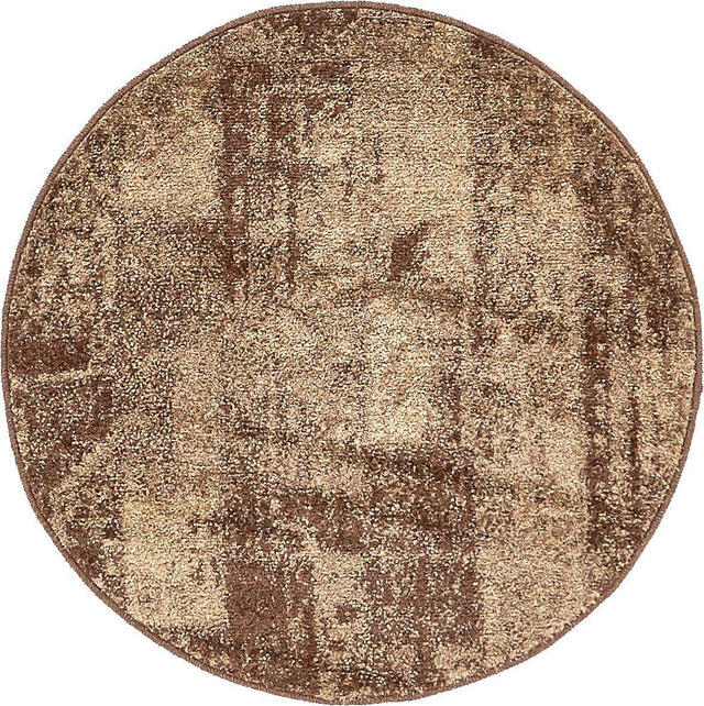Brown 3' 1 x 3' 1 Autumn Round Area Rug 100% Polypropylene Durable Jute Backing Living Dining Room Bedroom Office Modern Decor Carpet for Sale at Rug Engine
