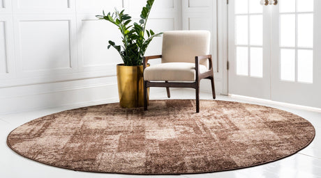 Brown 3' 1 x 3' 1 Autumn Round Area Rug 100% Polypropylene Durable Jute Backing Living Dining Room Bedroom Office Modern Decor Carpet for Sale at Rug Engine