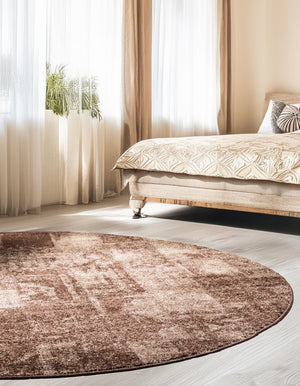 Brown 7' 10 x 7' 10 Autumn Round Area Rug 100% Polypropylene Durable Jute Backing Living Dining Room Bedroom Office Modern Decor Carpet for Sale at Rug Engine