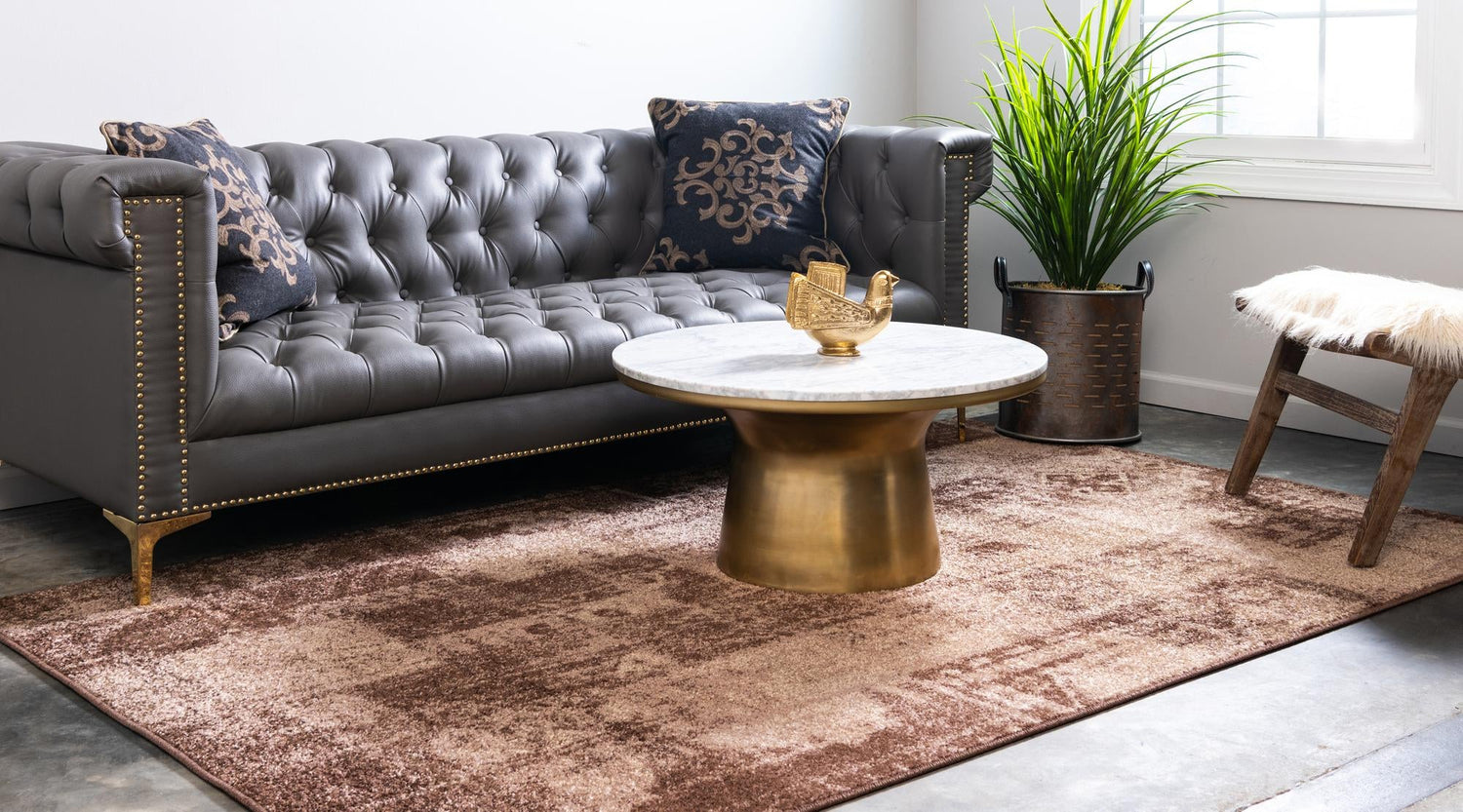 Brown 5' 3 x 8' Autumn Rectangle Area Rug 100% Polypropylene Durable Jute Backing Living Dining Room Bedroom Office Modern Decor Carpet for Sale at Rug Engine