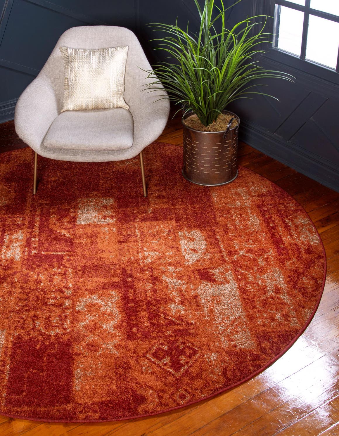 Terracotta 7' 10 x 7' 10 Autumn Round Area Rug 100% Polypropylene Durable Jute Backing Living Dining Room Bedroom Office Modern Decor Carpet for Sale at Rug Engine