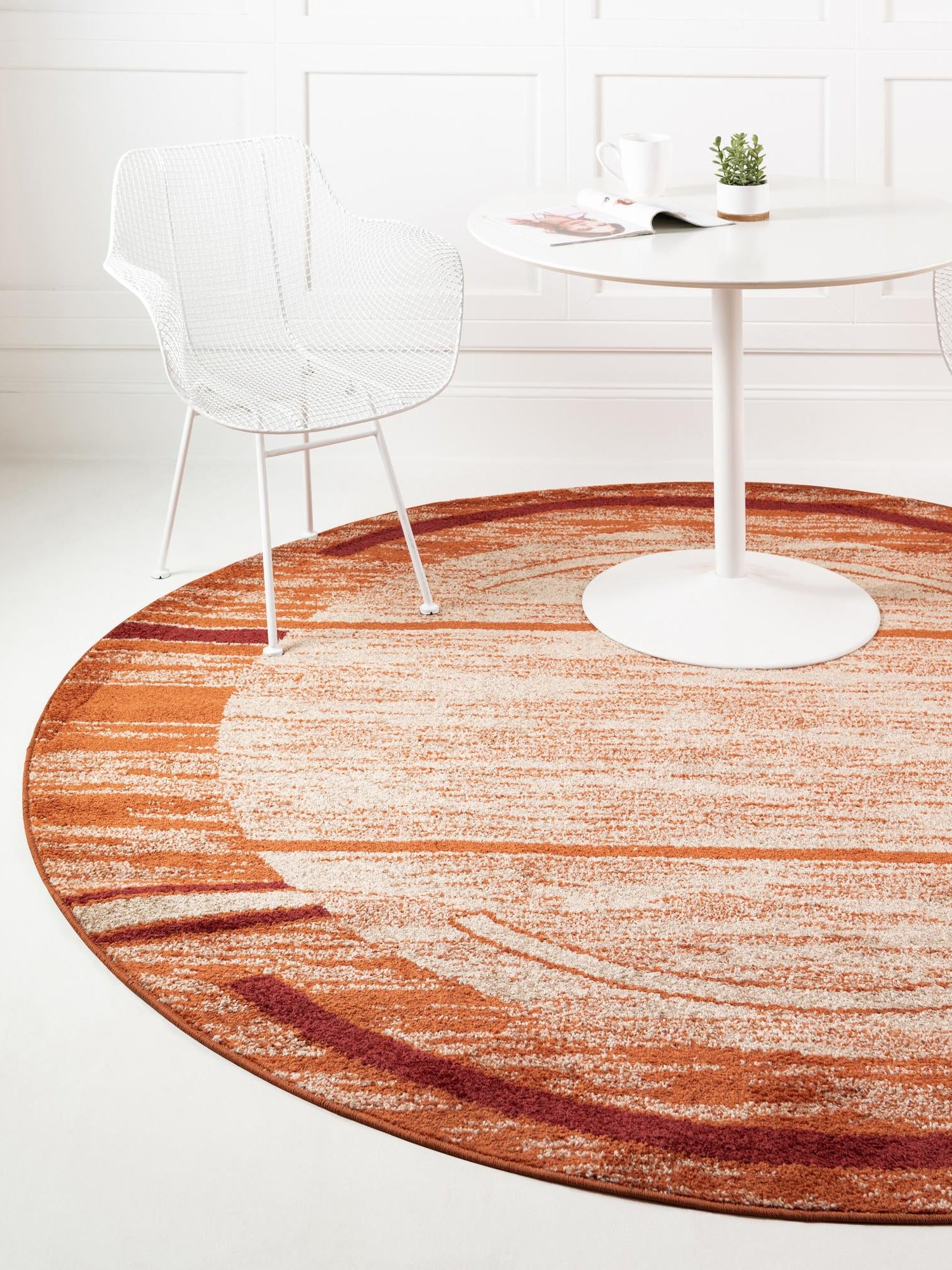 Beige 7' 10 x 7' 10 Autumn Round Area Rug 100% Polypropylene Durable Jute Backing Living Dining Room Bedroom Office Modern Decor Carpet for Sale at Rug Engine