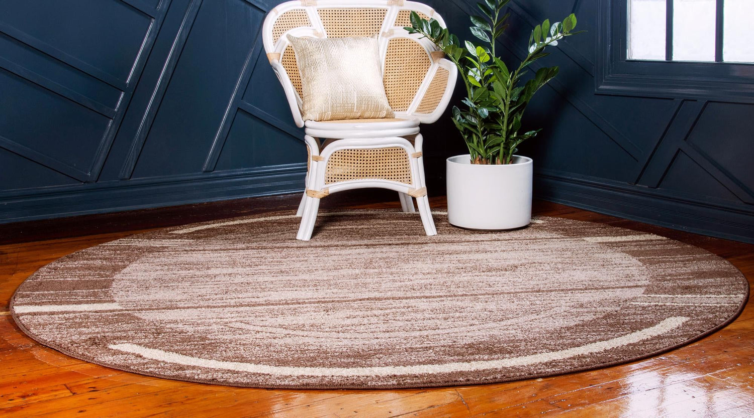 Brown 3' 1 x 3' 1 Autumn Round Area Rug 100% Polypropylene Durable Jute Backing Living Dining Room Bedroom Office Modern Decor Carpet for Sale at Rug Engine