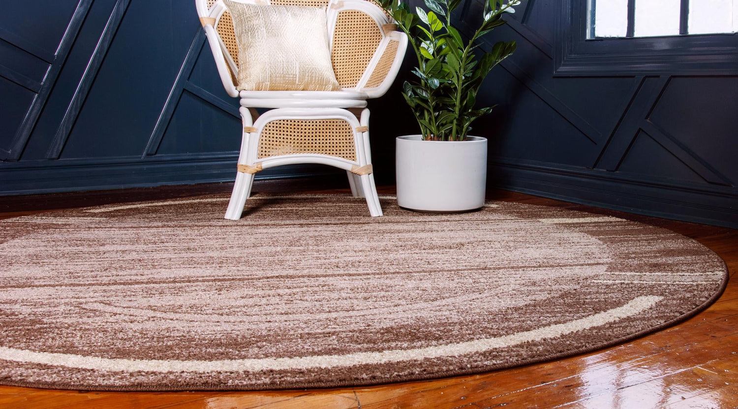 Brown 3' 1 x 3' 1 Autumn Round Area Rug 100% Polypropylene Durable Jute Backing Living Dining Room Bedroom Office Modern Decor Carpet for Sale at Rug Engine