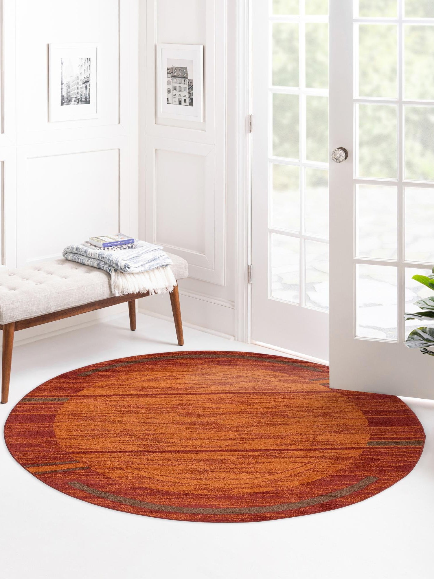 Terracotta 5' 3 x 5' 3 Autumn Round Area Rug 100% Polypropylene Durable Jute Backing Living Dining Room Bedroom Office Modern Decor Carpet for Sale at Rug Engine