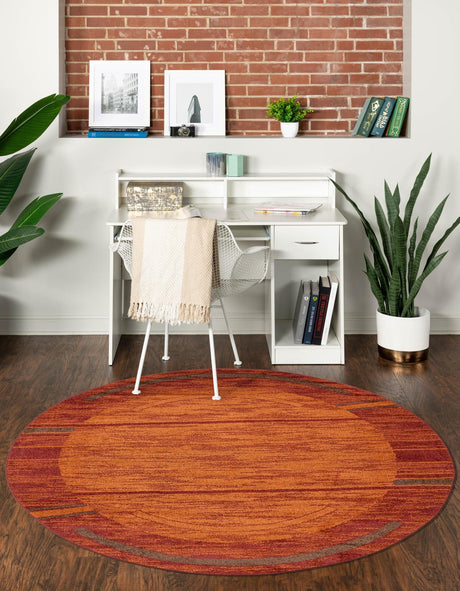 Terracotta 5' 3 x 5' 3 Autumn Round Area Rug 100% Polypropylene Durable Jute Backing Living Dining Room Bedroom Office Modern Decor Carpet for Sale at Rug Engine