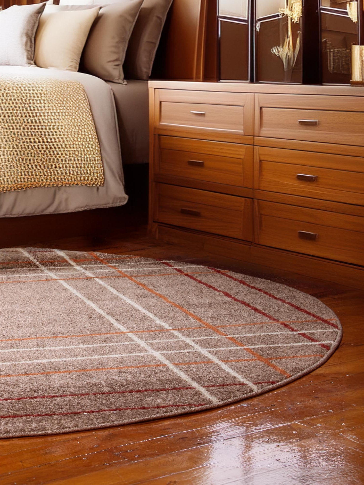 Light Brown 3' 1 x 3' 1 Autumn Round Area Rug 100% Polypropylene Durable Jute Backing Living Dining Room Bedroom Office Modern Decor Carpet for Sale at Rug Engine