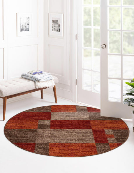 Multicolor 4' 1 x 4' 1 Autumn Round Area Rug 100% Polypropylene Durable Jute Backing Living Dining Room Bedroom Office Modern Decor Carpet for Sale at Rug Engine