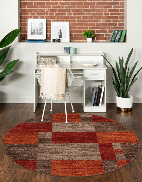 Multicolor 6' 1 x 6' 1 Autumn Round Area Rug 100% Polypropylene Durable Jute Backing Living Dining Room Bedroom Office Modern Decor Carpet for Sale at Rug Engine