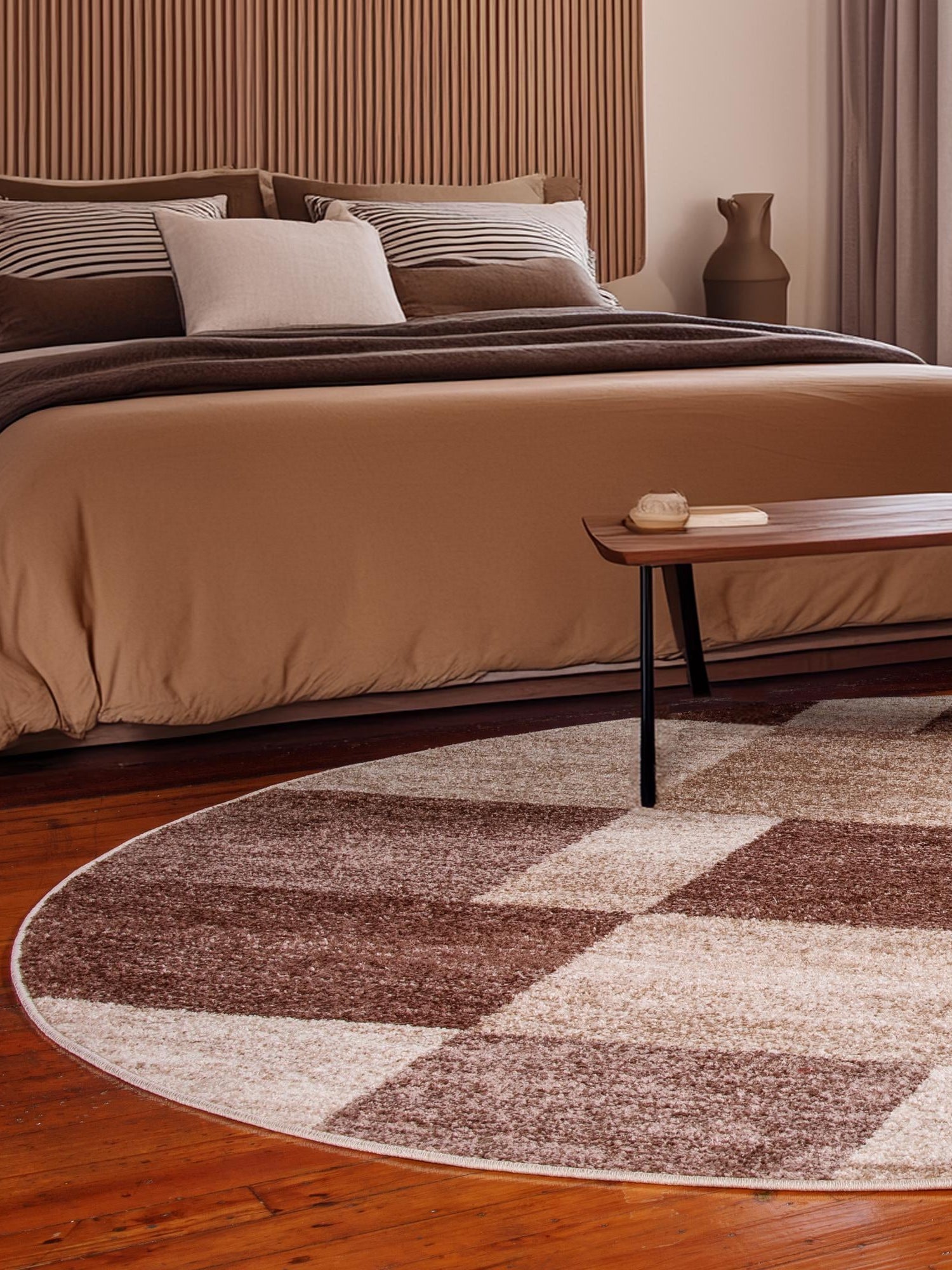 Light Brown 5' 3 x 5' 3 Autumn Round Area Rug 100% Polypropylene Durable Jute Backing Living Dining Room Bedroom Office Modern Decor Carpet for Sale at Rug Engine