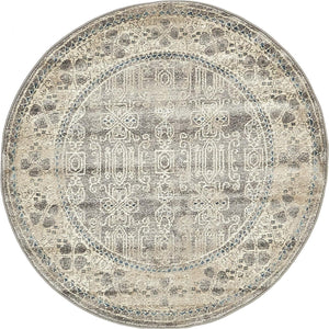 Gray 4' 1 x 4' 1 Salzburg Round Area Rug Stain Resistant Easy Clean Traditional Classic Design Durable Carpet for Affordable Interior Home Decorating for Sale at Rug Engine