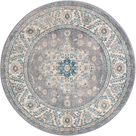 Gray 4' 1 x 4' 1 Salzburg Round Area Rug