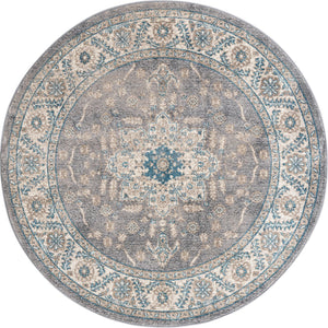 Gray 5' 1 x 5' 1 Salzburg Round Area Rug Stain Resistant Easy Clean Traditional Classic Design Durable Carpet for Affordable Interior Home Decorating for Sale at Rug Engine