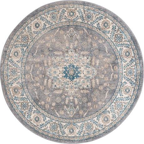 Gray 5' 1 x 5' 1 Salzburg Round Area Rug