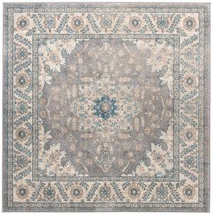 Gray 5' x 5' Salzburg Square Area Rug Stain Resistant Easy Clean Traditional Classic Design Durable Carpet for Affordable Interior Home Decorating for Sale at Rug Engine