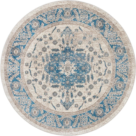Cream 5' 1 x 5' 1 Salzburg Round Area Rug