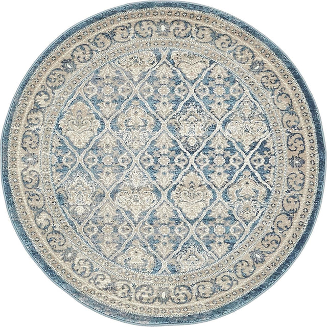 Light Blue 4' 1 x 4' 1 Salzburg Round Area Rug