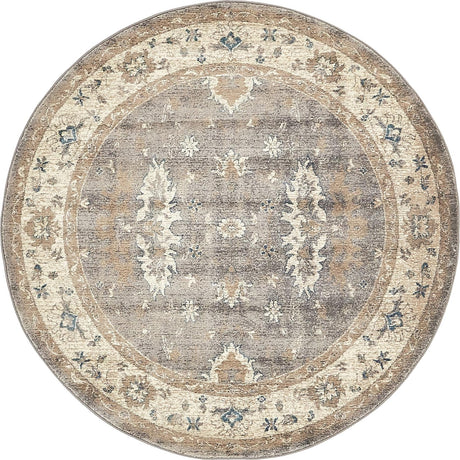 Gray 5' x 5' Salzburg Round Area Rug