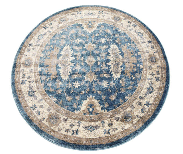 Light Blue 4' 1 x 4' 1 Salzburg Round Area Rug