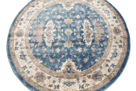 Light Blue 4' 1 x 4' 1 Salzburg Round Area Rug