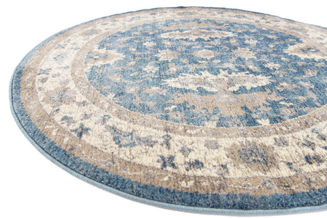 Light Blue 4' 1 x 4' 1 Salzburg Round Area Rug