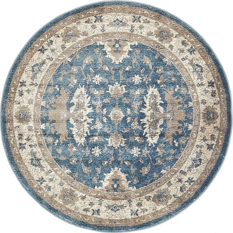 Light Blue 4' 1 x 4' 1 Salzburg Round Area Rug