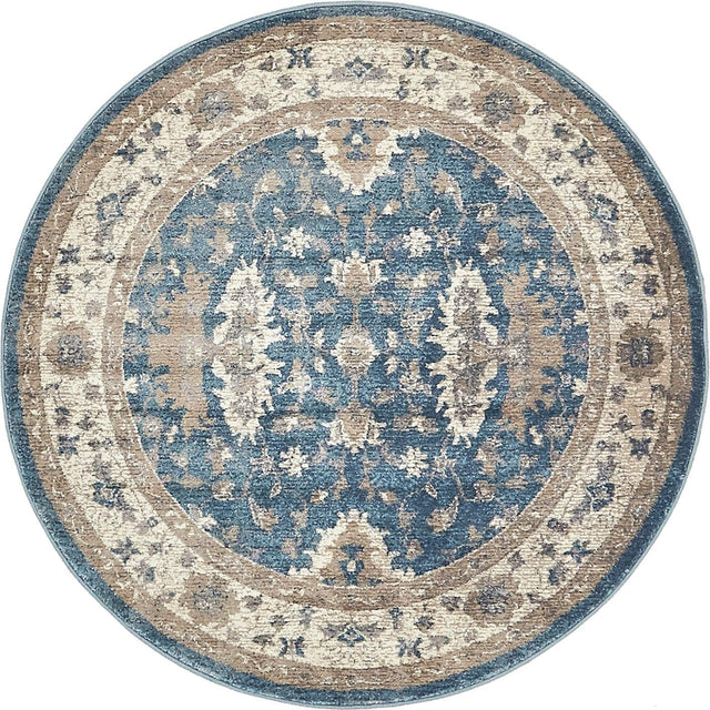 Light Blue 4' 1 x 4' 1 Salzburg Round Area Rug