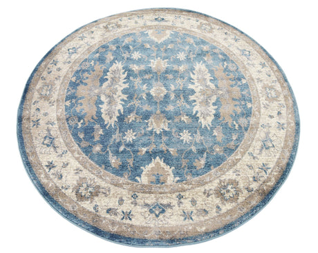 Light Blue 5' x 5' Salzburg Round Area Rug