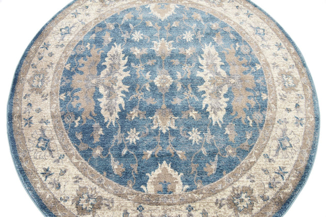 Light Blue 5' x 5' Salzburg Round Area Rug
