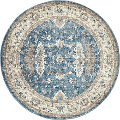 Light Blue 5' x 5' Salzburg Round Area Rug